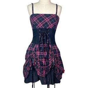 Tripp nyc pink plaid dress with corset